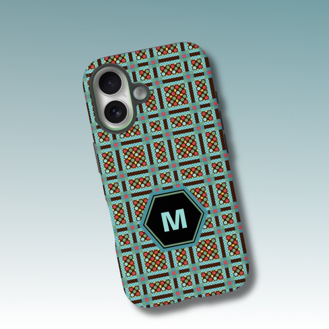 Geometric Dots and Squares Monogram Case-Mate iPhone Case (Creator Uploaded)
