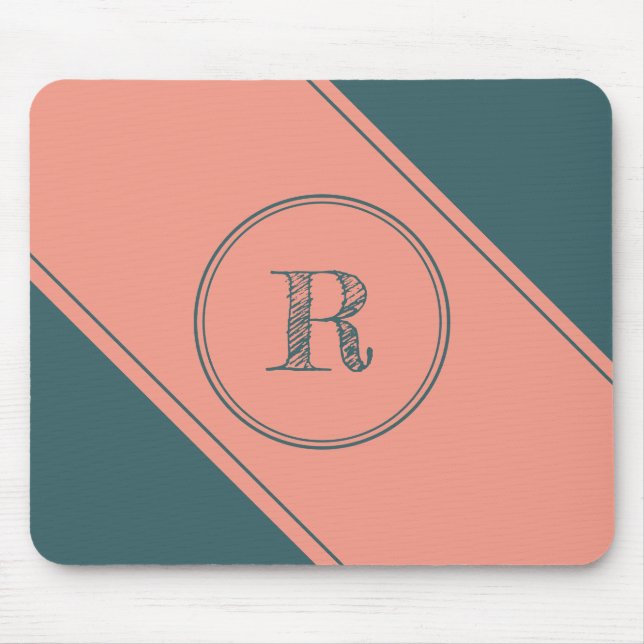Geometric Double Circle Custom Initial Monogram Mouse Mat (Front)