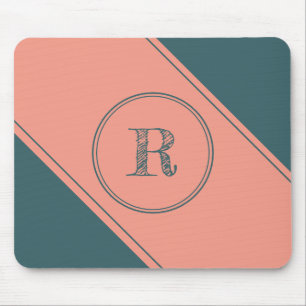 Geometric Double Circle Initial Letter Monogram Mouse Mat