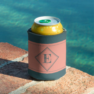 Geometric Double Diamond Initial Letter Monogram Can Cooler