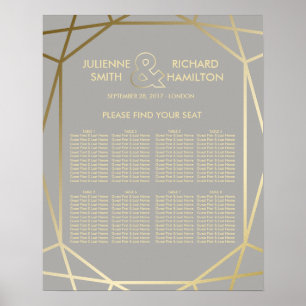 Geometric   Dove Grey and Gold Seating Chart