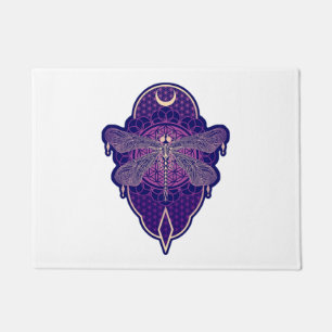 Geometric Dragonfly Mandala Life Flower Symbol Doormat