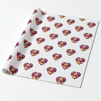Geometric Duckling in Crystal Heart Wrapping Paper