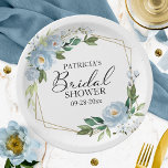 Geometric Dusty Blue Floral Bridal Shower Paper Plate<br><div class="desc">Geometric Dusty Blue Floral Bridal Shower Paper Plate</div>