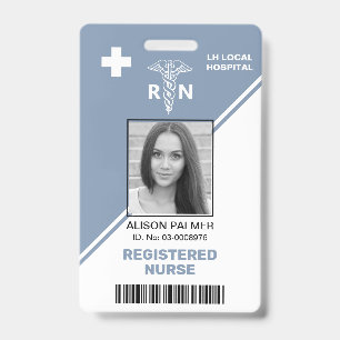 Geometric dusty blue triangle Registered nurse RN  ID Badge