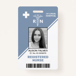 Geometric dusty blue triangle Registered nurse RN  ID Badge