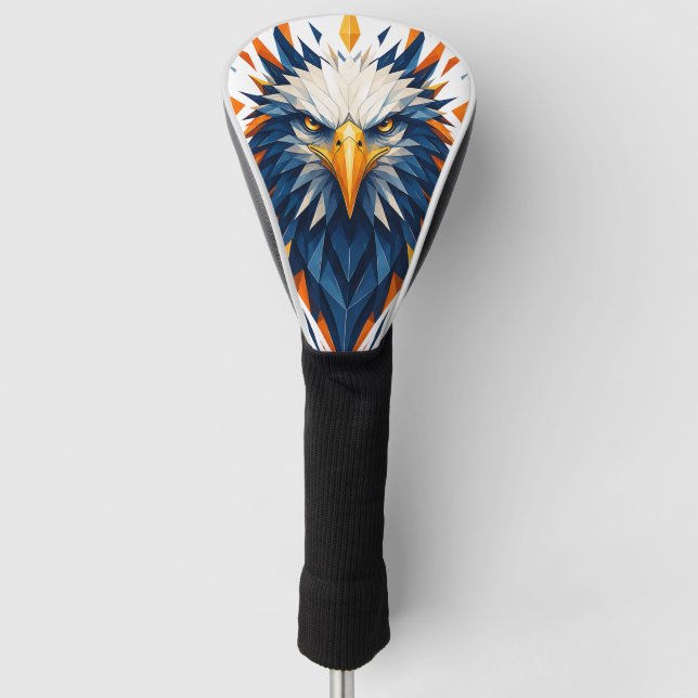 Geometric Eagle Blue & Orange Polygonal Art Golf Head Cover (Front)