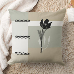Geometric Earth Tones Crocus Flower Throw Pillow