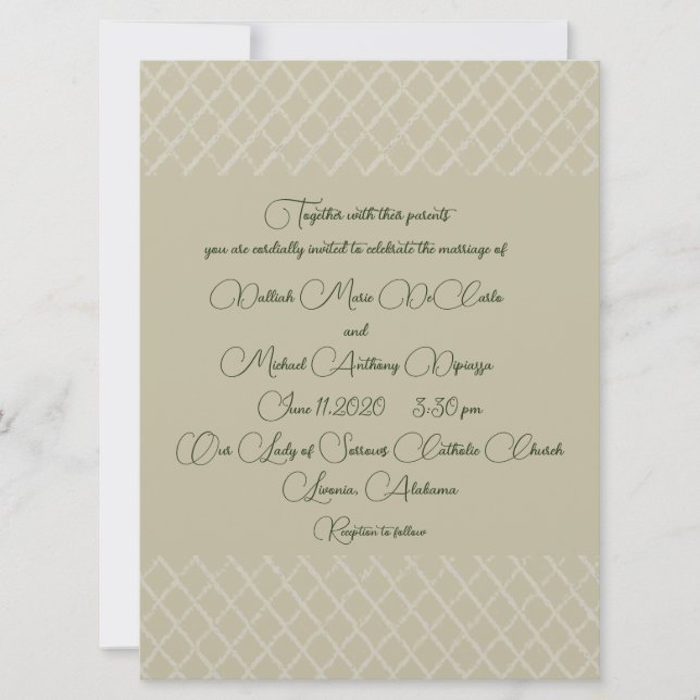 Geometric Ecru Design Wedding Invitation  (Front)