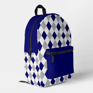 Geometric Elegance: Diamond Pattern  Printed Backpack