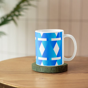 Geometric Elegance: The Blue Diamond Pattern Mug