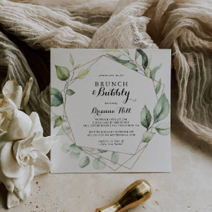 Geometric Elegant  Brunch and Bubbly Bridal Shower Invitation
