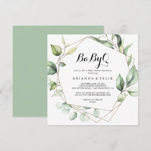 Geometric Elegant Gold BabyQ Baby Shower Barbecue Invitation