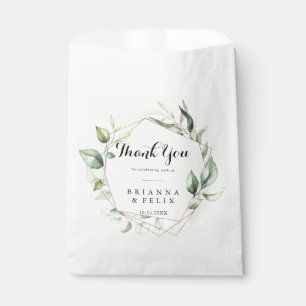 Geometric Elegant Gold Greenery Thank You Wedding Favour Bags