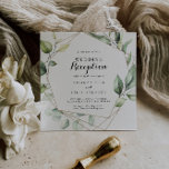 Geometric Elegant Gold Greenery Wedding Reception Invitation<br><div class="desc">This geometric elegant gold greenery wedding reception invitation is perfect for a simple post elopement party. The design features hand-painted botanical green eucalyptus leaves,  adorning a gold geometric frame.

RSVP cards are sold separately,  or you can the RSVP details to the back or bottom of the card.</div>
