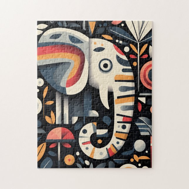 Geometric Elephant Portrait Jigsaw Puzzle (Vertical)
