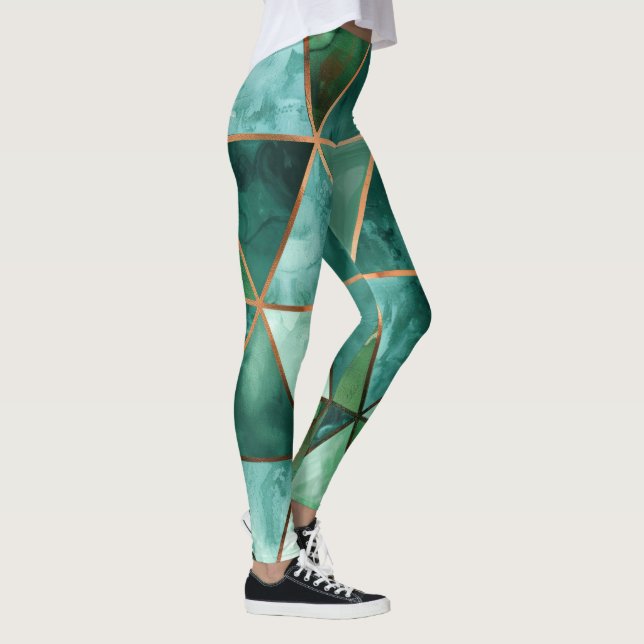 Geometric Emerald Leggings (Right)