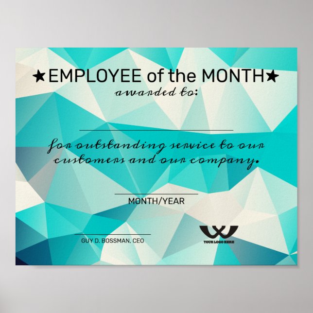 Geometric employee of the month award certificate poster (Front)