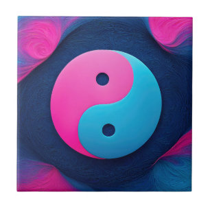 Geometric Equilibrium: Neon Yin Yang Pattern Tile