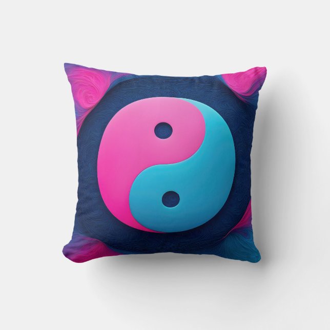 Geometric Equilibrium: Vibrant Yin Yang Pattern Cushion (Front)