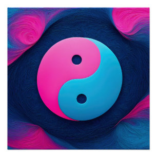 Geometric Equilibrium: Vibrant Yin Yang Pattern Poster