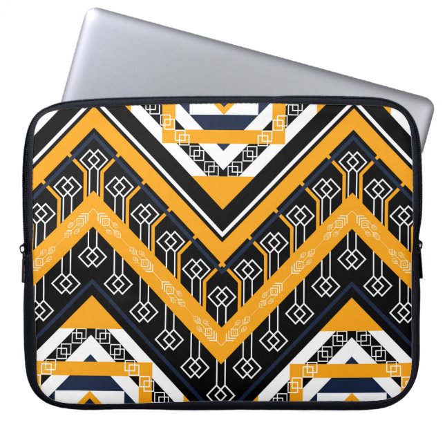 Geometric ethnic oriental pattern traditional desi laptop sleeve (Front)
