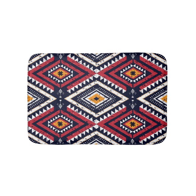 Geometric Ethnic Oriental: Traditional Seamless Bath Mat (Front)