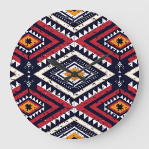 Geometric Ethnic Oriental: Traditional Seamless Large Clock
