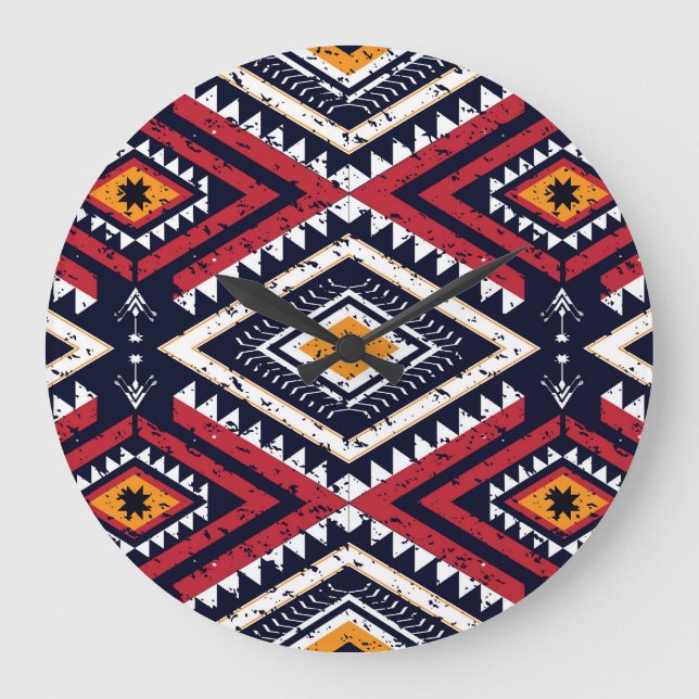 Geometric Ethnic Oriental: Traditional Seamless Large Clock (Front)