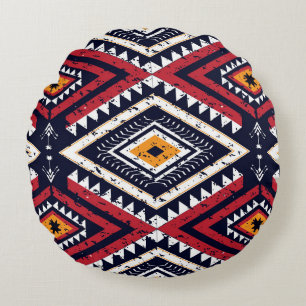 Geometric Ethnic Oriental: Traditional Seamless Round Cushion