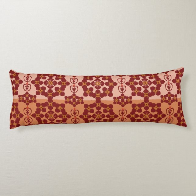 Geometric Ethnic Pattern Body Pillow – Burgundy Re (Back)