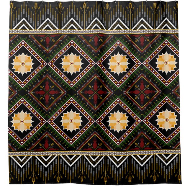 Geometric ethnic pattern seamless design shower curtain (Front)