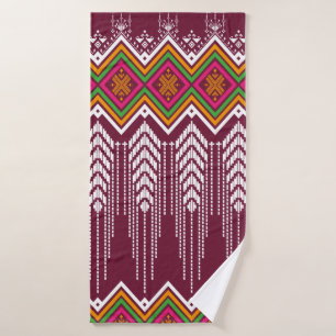 Geometric ethnic pattern traditional background, v bath towel