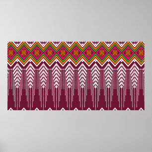 Geometric ethnic pattern traditional background, v poster
