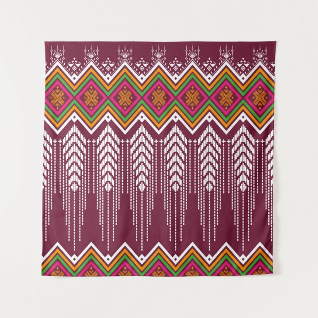 Geometric ethnic pattern traditional background, v tapestry (Front)