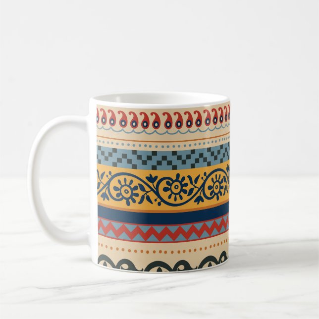 Geometric ethnic: seamless ornament background. coffee mug (Left)