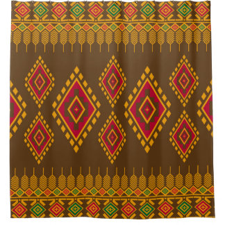 Geometric ethnic, traditional design, seamless bac shower curtain