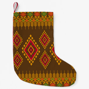 Geometric ethnic, traditional design, seamless bac small christmas stocking