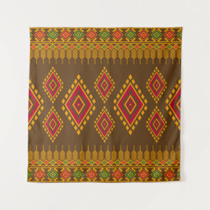 Geometric ethnic, traditional design, seamless bac tapestry