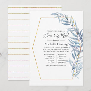 Geometric Eucalyptus Baby or Bridal Shower by Mail Invitation