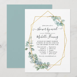 Geometric Eucalyptus Baby Shower by Mail Invitation