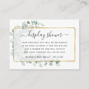 Geometric Eucalyptus Baby Shower Display Shower Enclosure Card