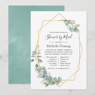 Geometric Eucalyptus Bridal or Baby Shower by Mail Invitation