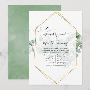 Geometric Eucalyptus Bridal Shower by Mail Invitation