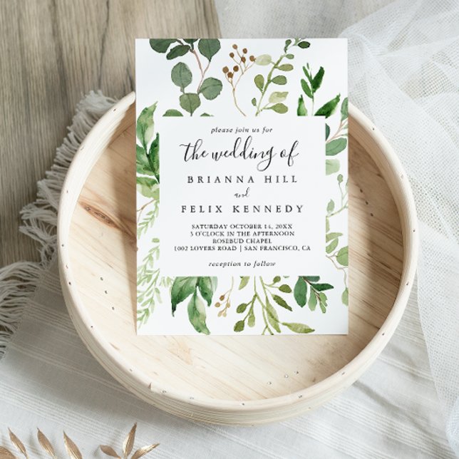 Geometric Eucalyptus Brown Floral The Wedding Of Invitation (Creator Uploaded)