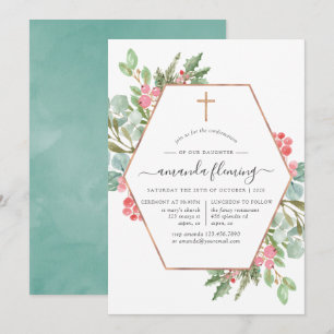 Geometric Eucalyptus Christmas Confirmation Invitation