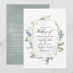 Geometric Eucalyptus Garden Wedding Invitation