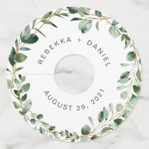 Geometric Eucalyptus Greenery Personalised Wedding Wine Glass Tag