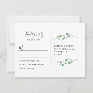 Geometric Eucalyptus Greenery Rsvp Postcard