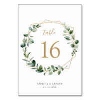Geometric Eucalyptus Greenery Table Numbers Card